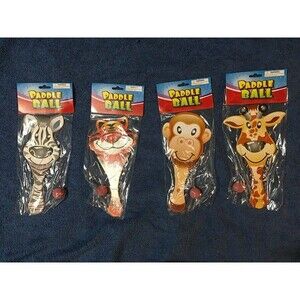 Zoo Animals Paddle Ball Set of 4 pcs